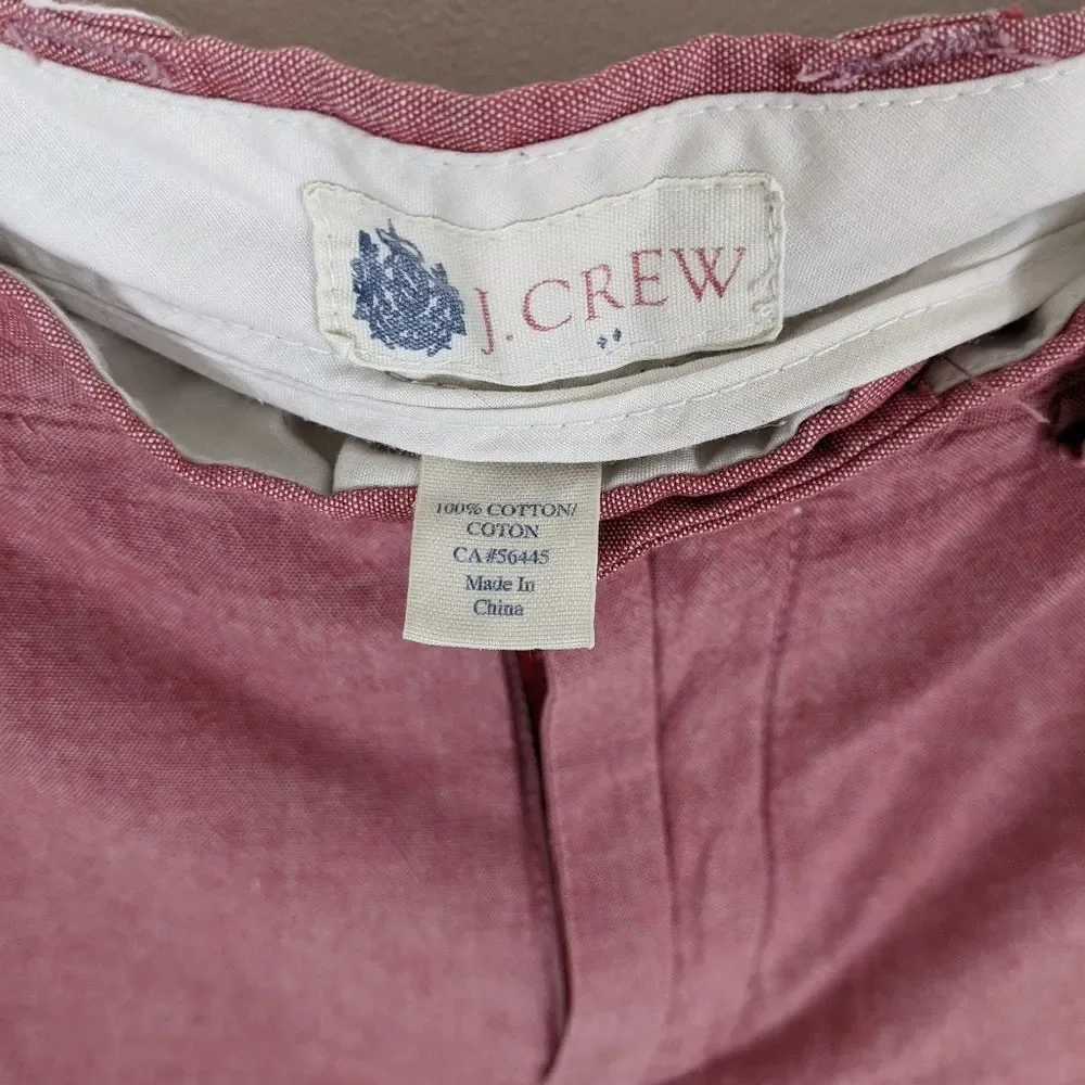 J. Crew Men's Red Chambray Cotton Shorts Waist 30